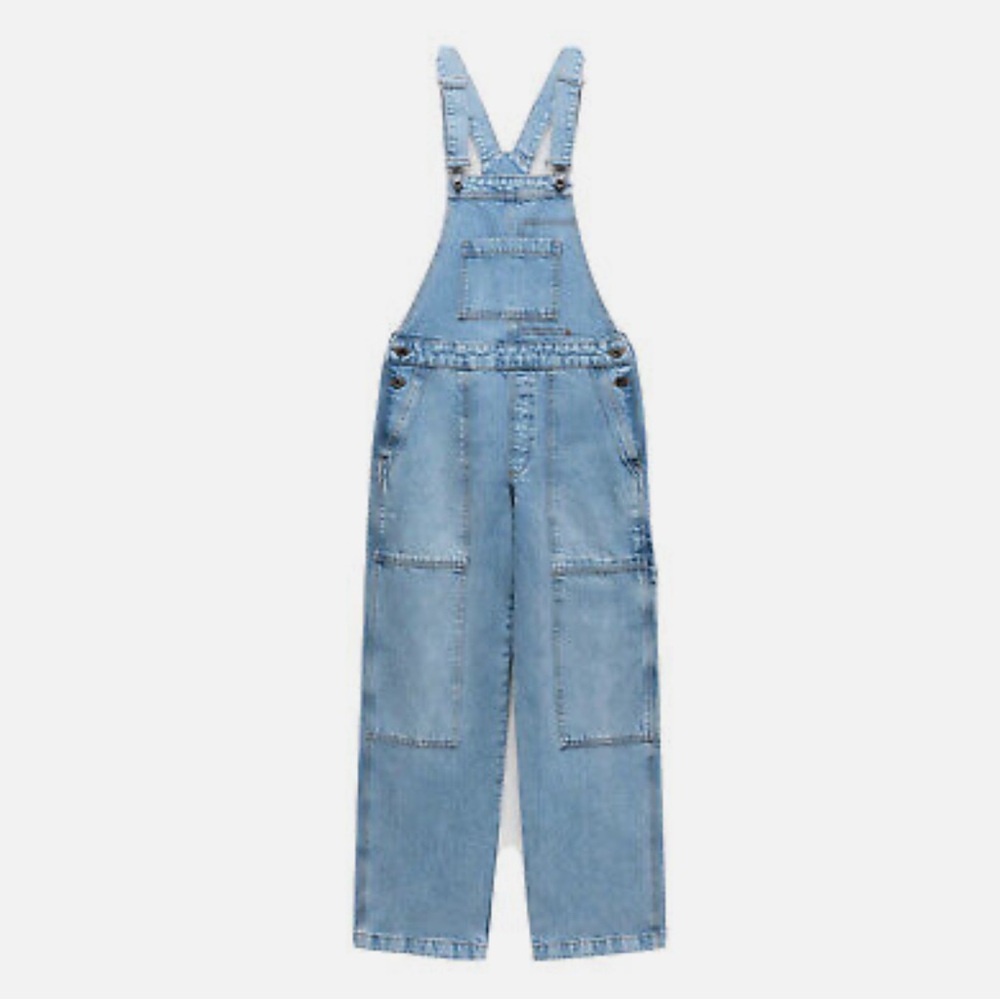 ZARA WOMENS DENIM WORKER OVERALLS